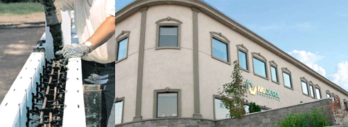 Nudura concrete wall systems (icf concrete blocks) for energy efficient buildings.